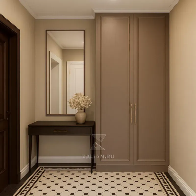 Шкаф прихожая неоклассика коричневый