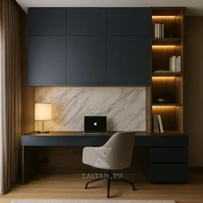 Встроенная рабочая зона с полками