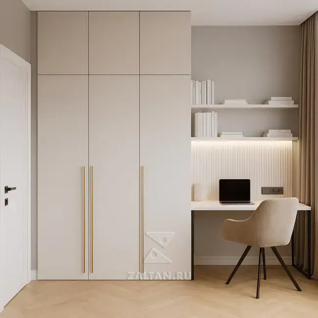 Шкаф с рабочим местом бежевый