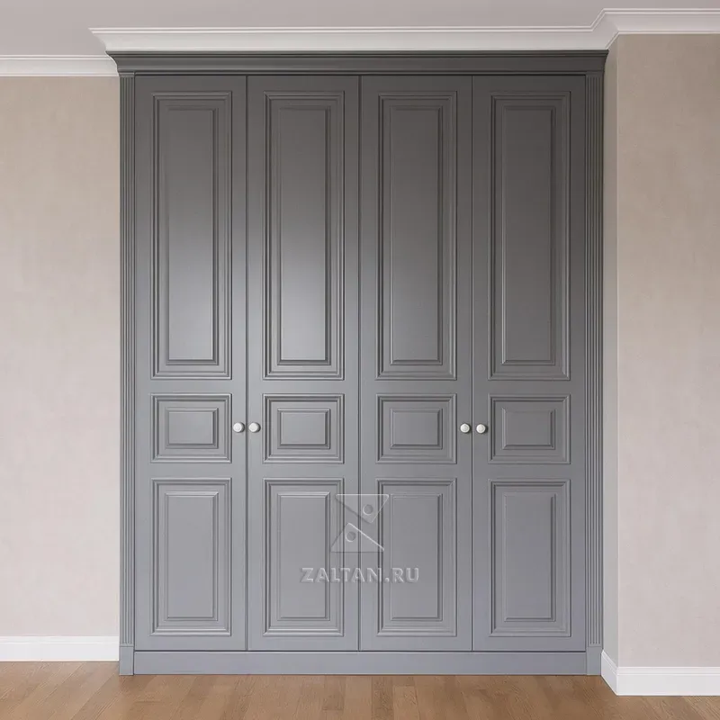 Встроенный распашной шкаф серый