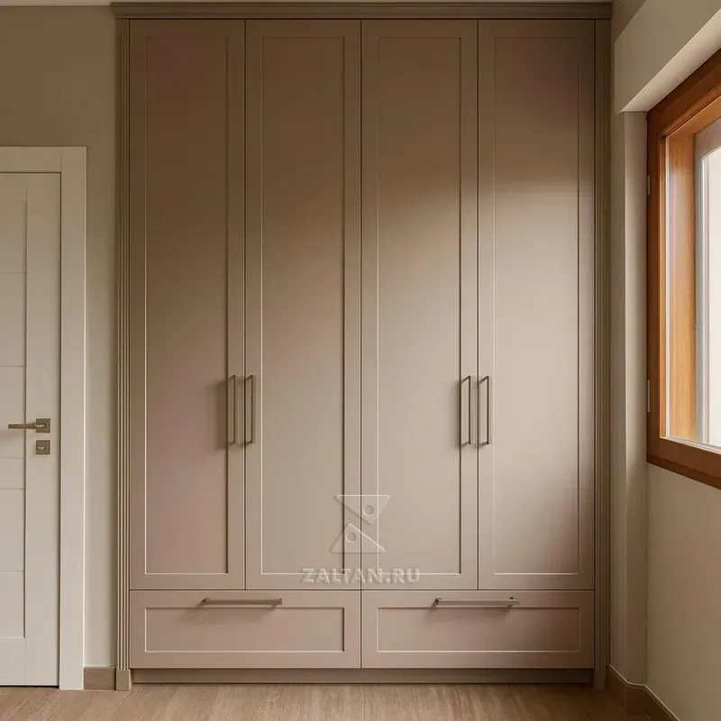 Шкаф распашной до потолка бежевый