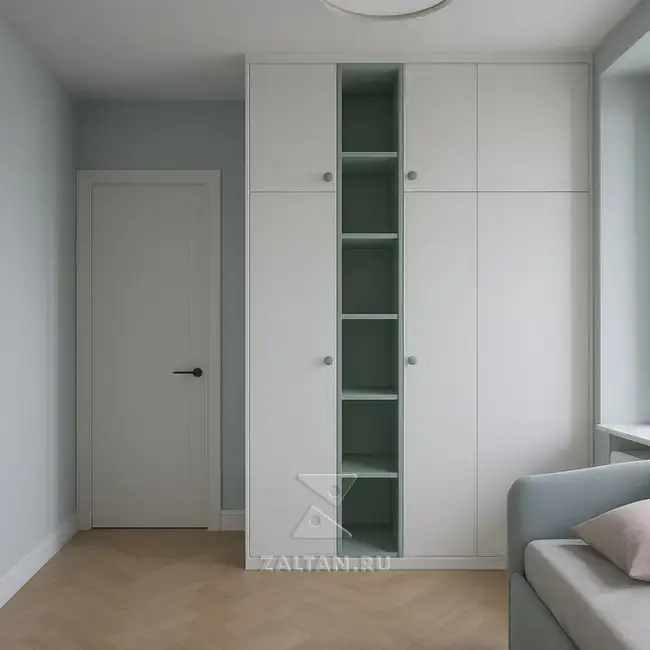 Шкаф до потолка белый с нишей