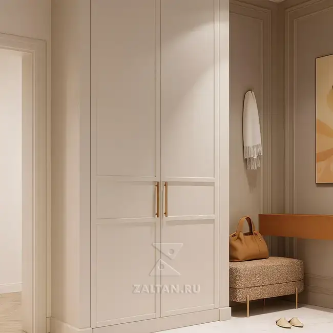 Шкаф прихожая неоклассика кремовый