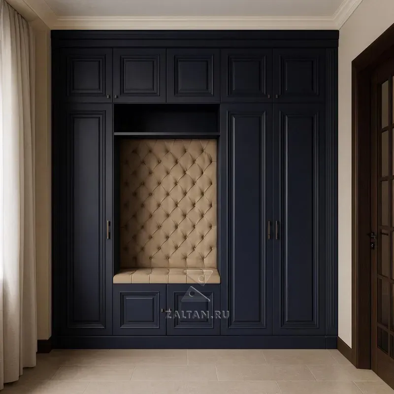 Встроенная прихожая с банкеткой