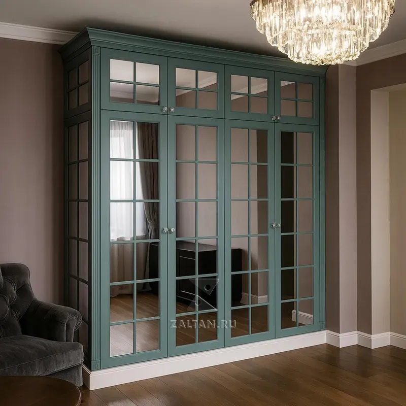 Встроенный зеркальный шкаф неоклассика