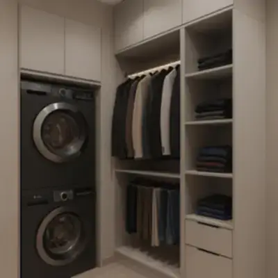 Гардеробная с нишей для техники