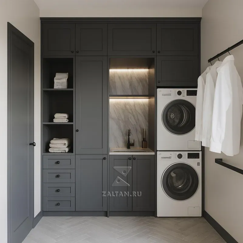 Постирочная темно серый шкаф