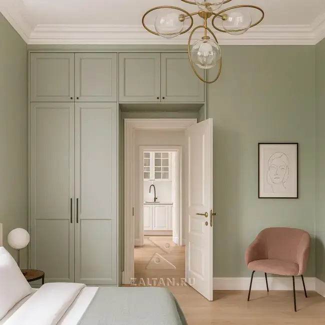 Шкаф вокруг двери спальня зеленый