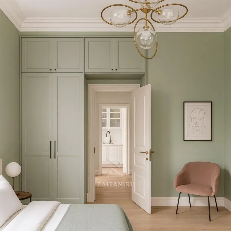 Шкаф вокруг двери спальня зеленый