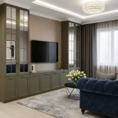 Стенка с витринами и ТВ