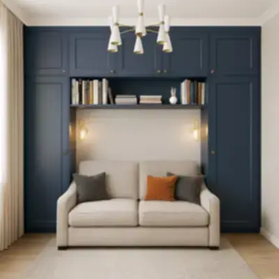 Встроенный шкаф вокруг дивана