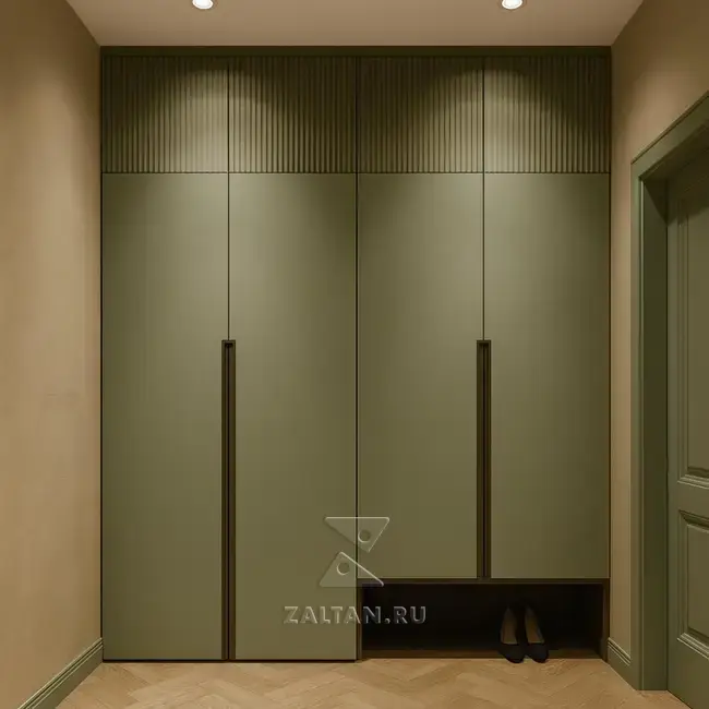 Встроенный шкаф оливковый с нишей