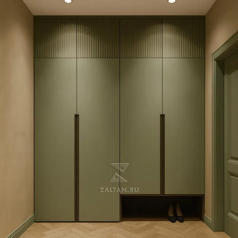 Встроенный шкаф оливковый с нишей