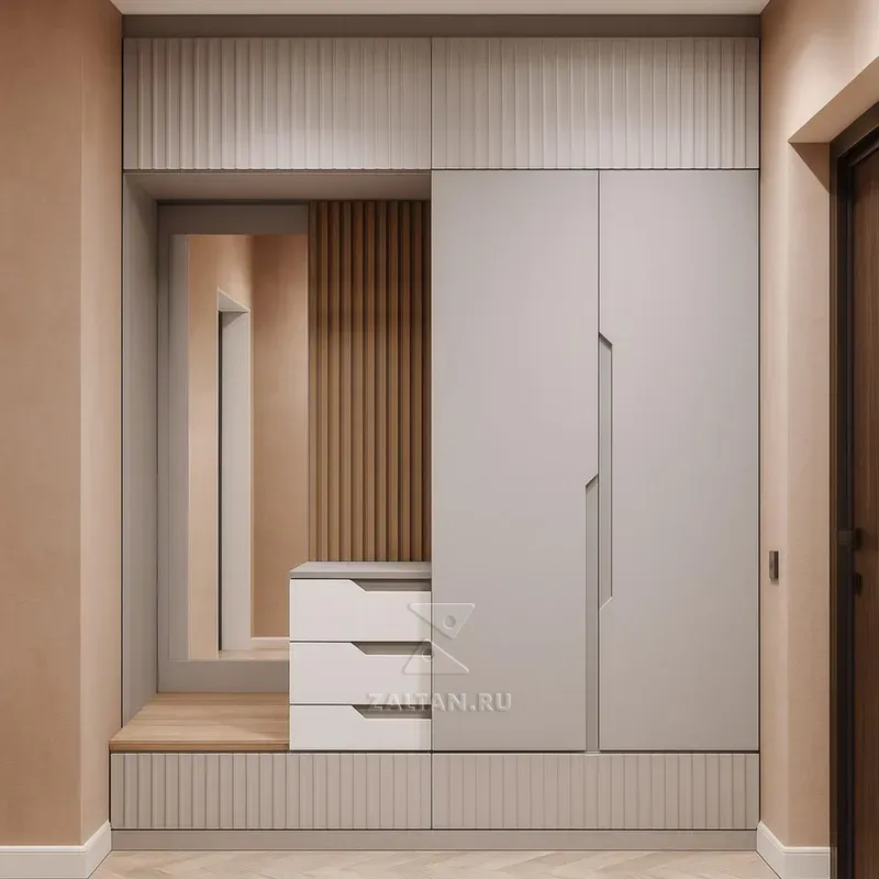 Прихожая встроенный шкаф с банкеткой