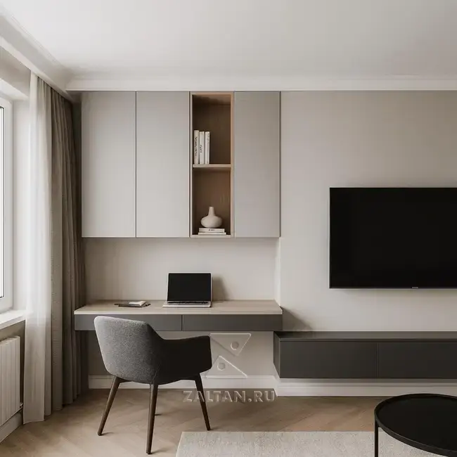 Рабочая зона с подвесными шкафами