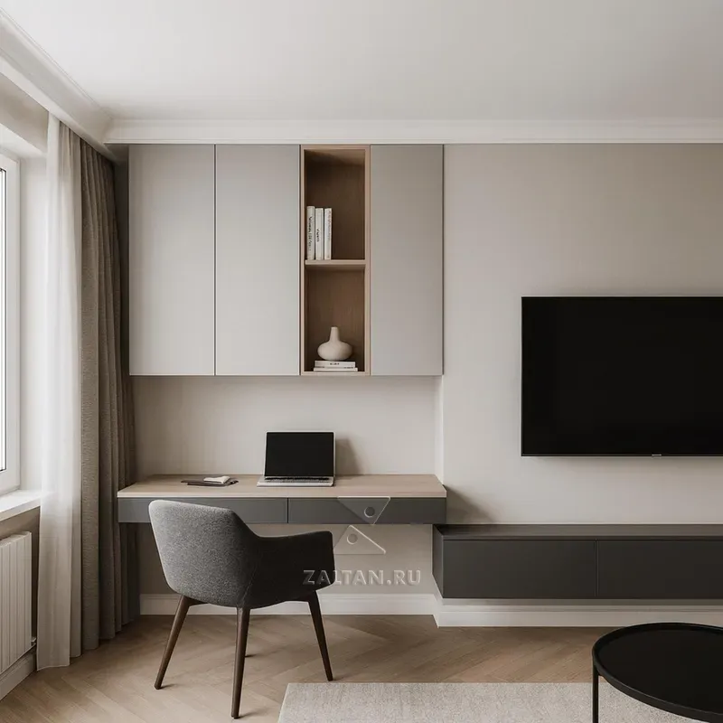 Рабочая зона с подвесными шкафами