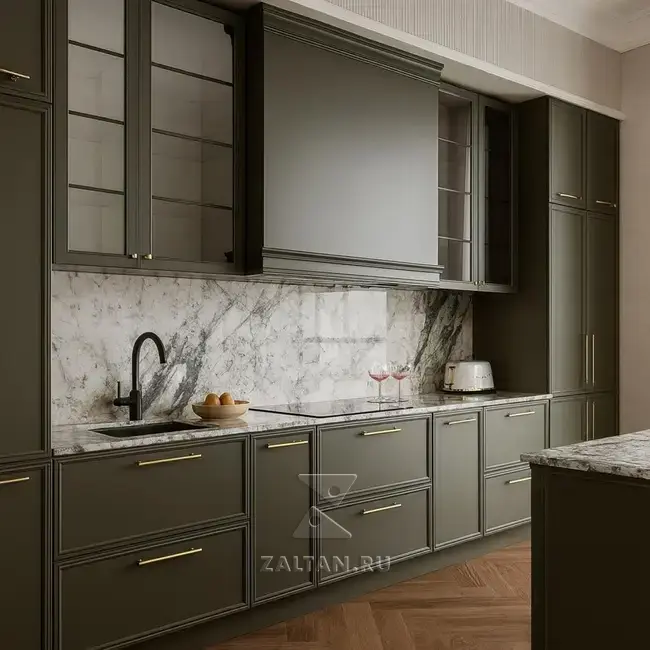 Кухня Оливковый Матовый МДФ