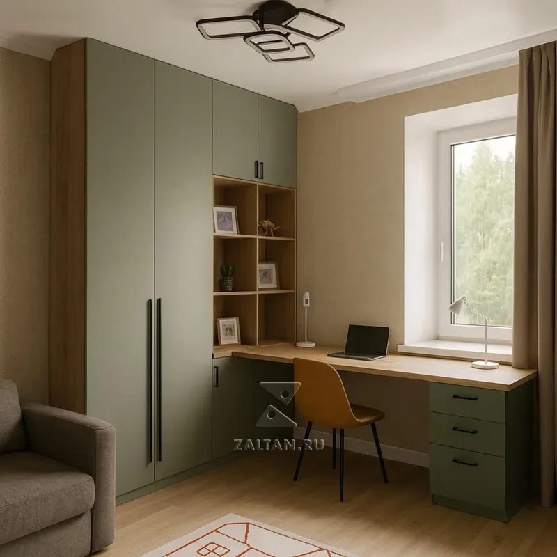 Зеленый шкаф с рабочей зоной