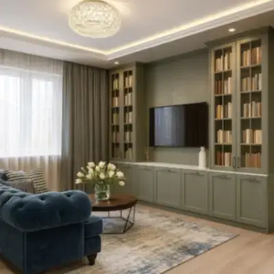 Встроенная стенная мебель с витринами