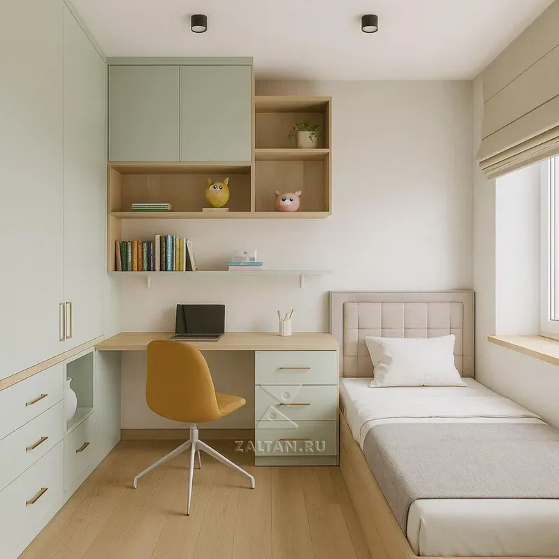 Встроенная гардеробная с рабочей зоной