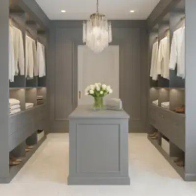 Классическая гардеробная с островом