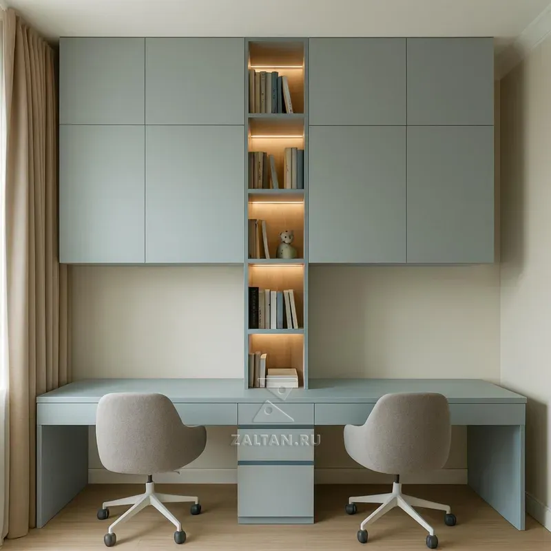 Двойной рабочий стол со шкафами