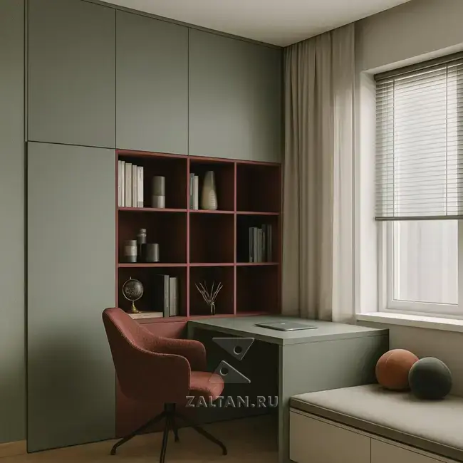 Встроенная рабочая зона с полками