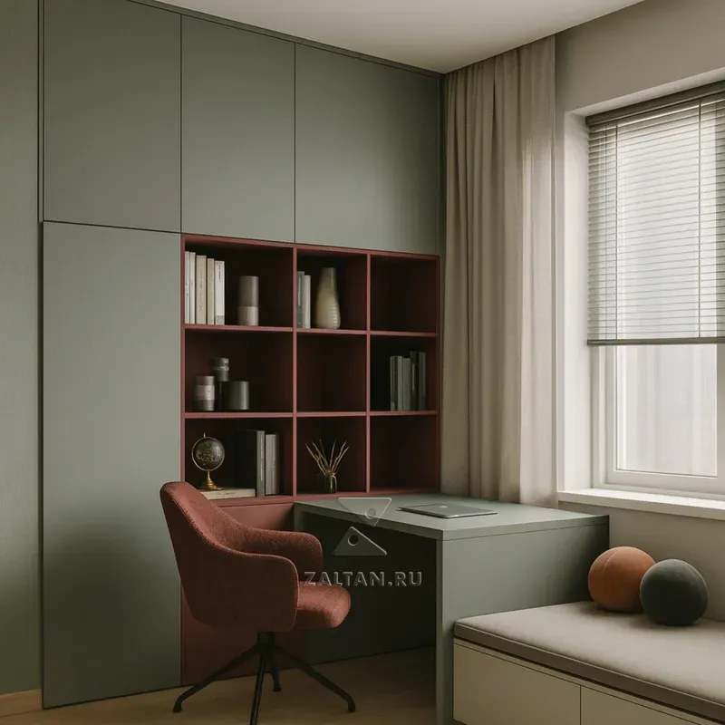 Встроенная рабочая зона с полками