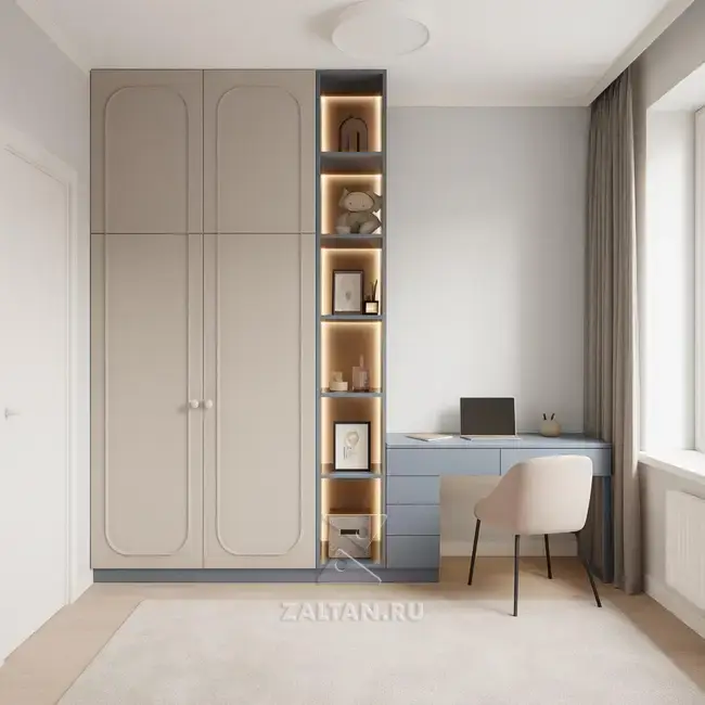 Шкаф рабочая зона бежево голубой