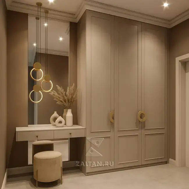 Встроенный шкаф прихожая бежевый
