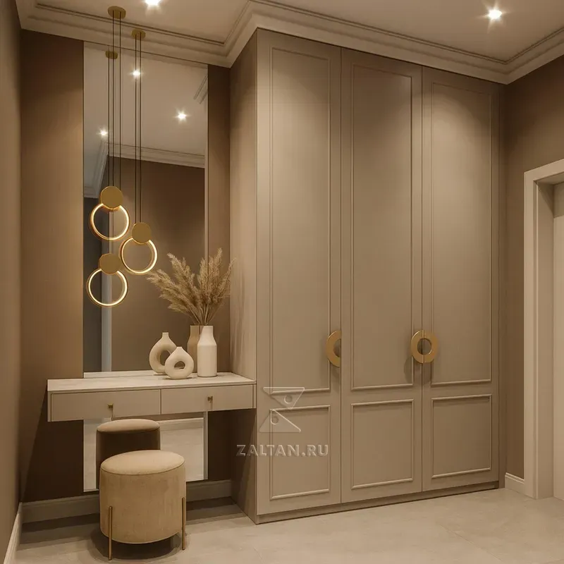 Встроенный шкаф прихожая бежевый