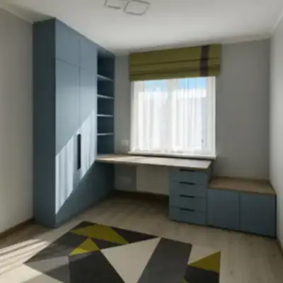 Угловая рабочая зона с шкафом