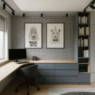 Угловая рабочая зона с ящиками