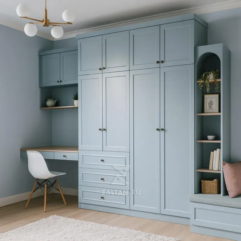 Гардеробная со столом и полками