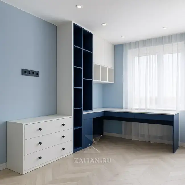 Угловая рабочая зона с комодом