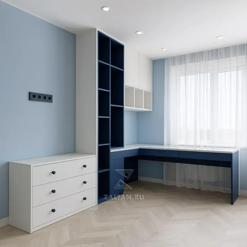 Угловая рабочая зона с комодом