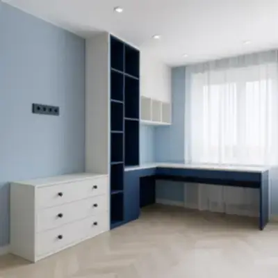 Угловая рабочая зона с комодом