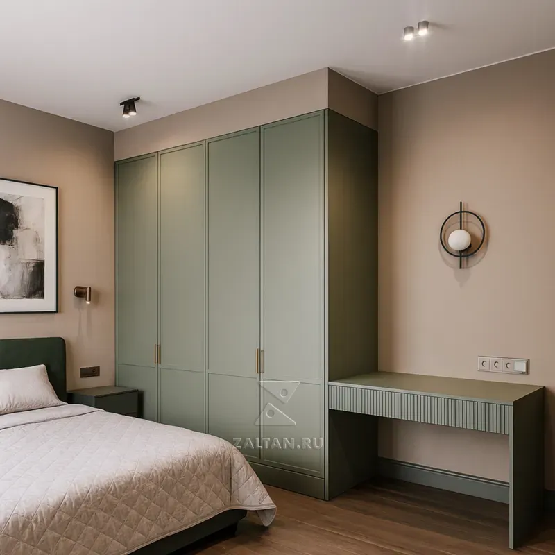 Встроенный шкаф-гардероб зелёный спальня