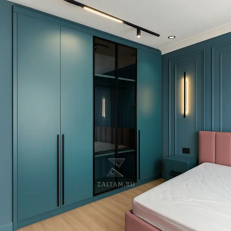 Распашной шкаф бирюзовый в спальню