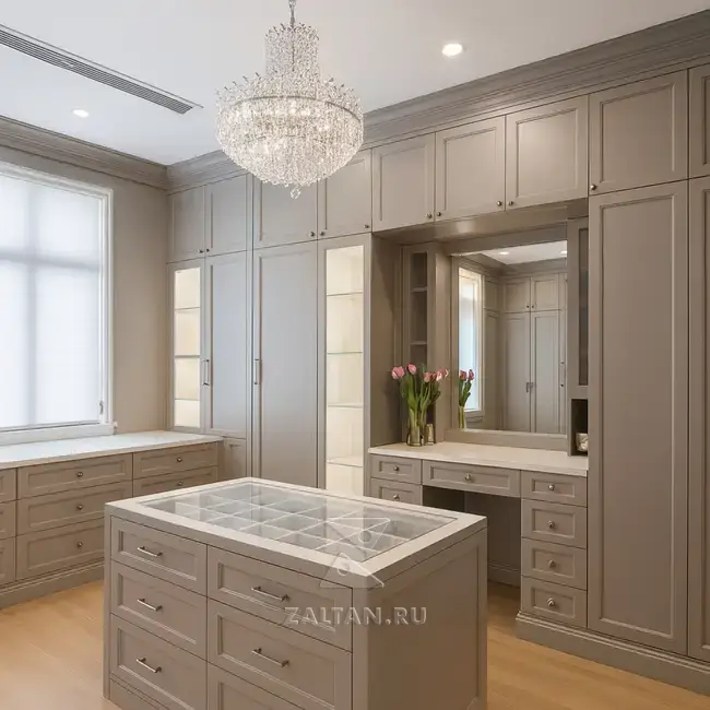 Премиальная гардеробная с островом