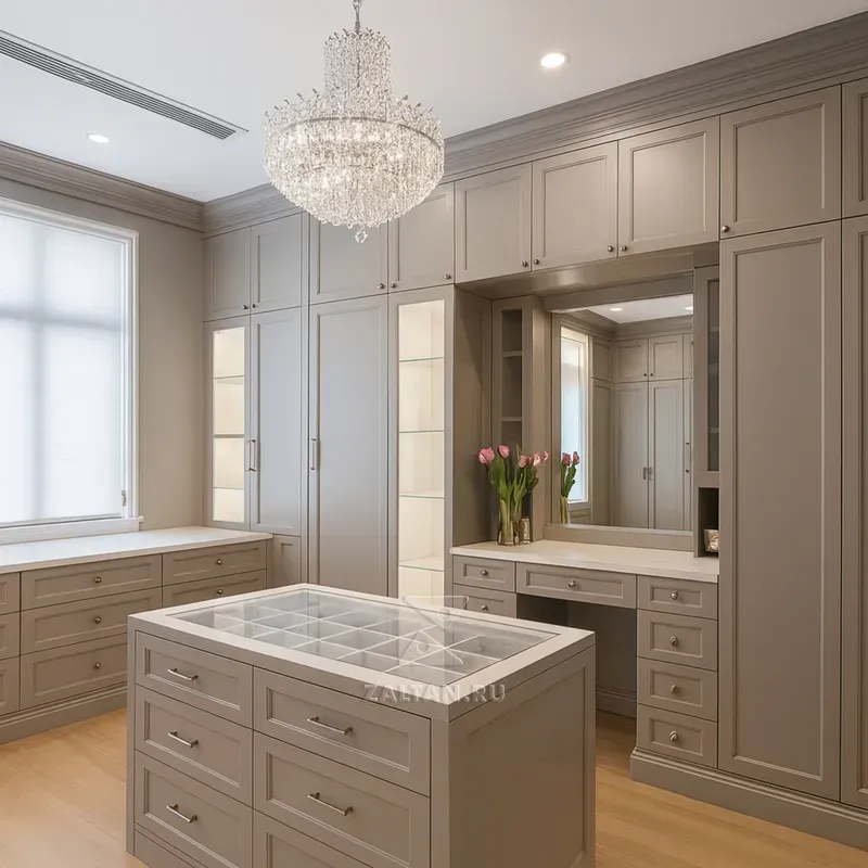 Премиальная гардеробная с островом