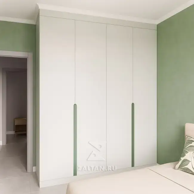 Встроенный шкаф белый с ручками