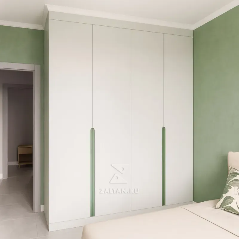 Встроенный шкаф белый с ручками