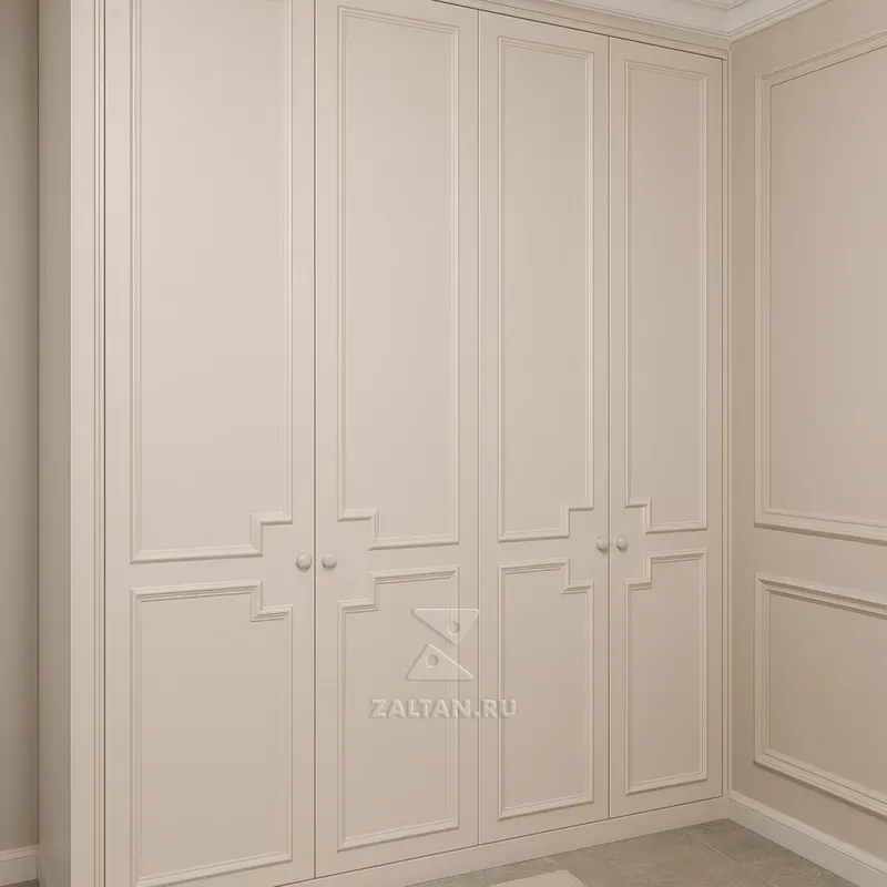 Встроенный шкаф кремовый классика