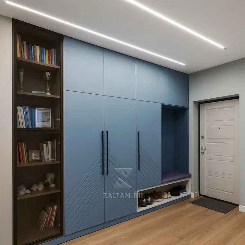 Прихожая встроенный шкаф синяя ниша