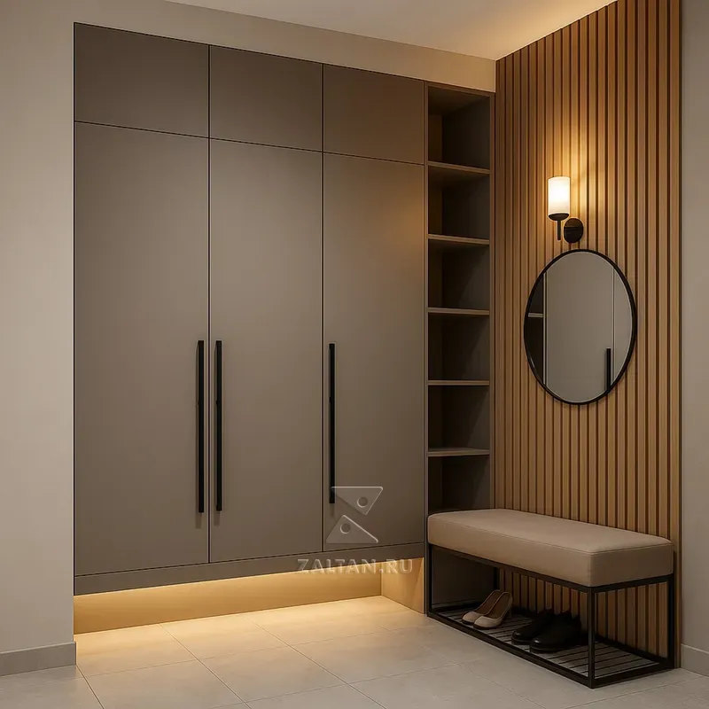 Встроенный шкаф прихожая коричневый