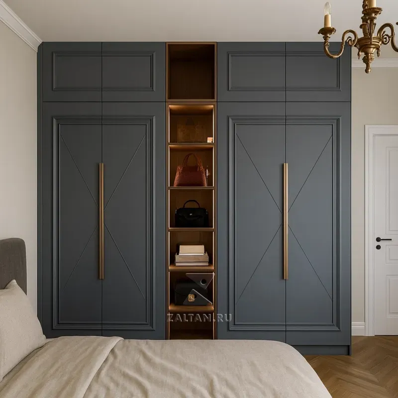 Шкаф спальня серый с нишей