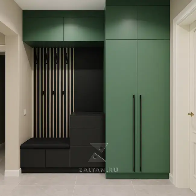 Прихожая гардероб зелёная