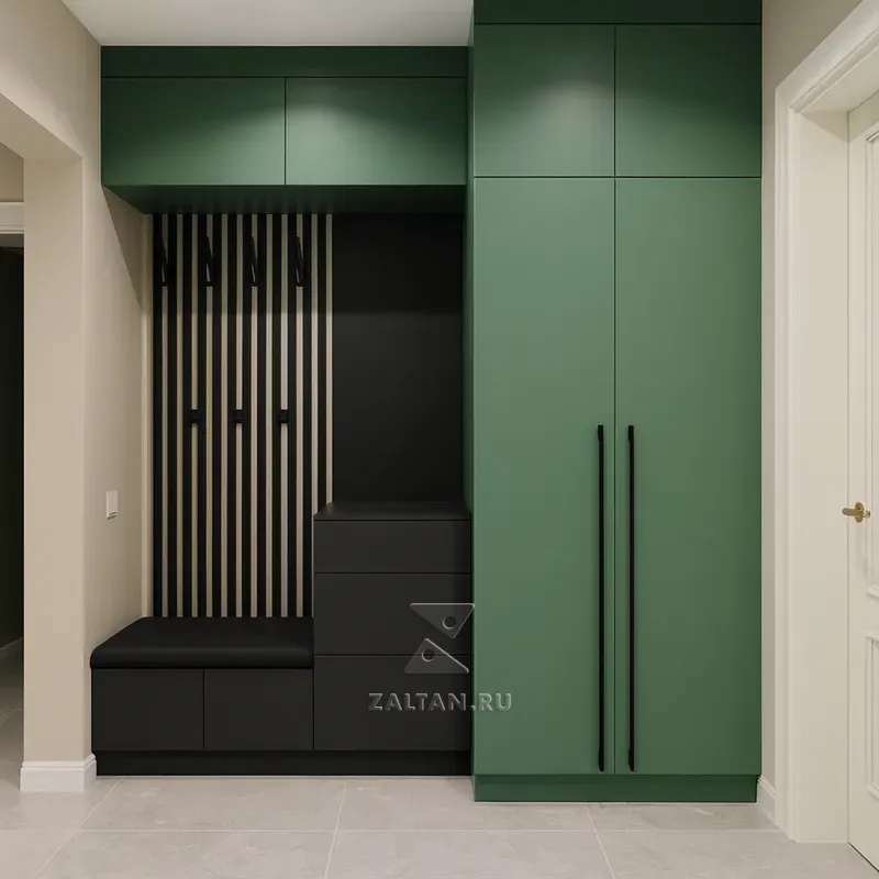 Прихожая гардероб зелёная