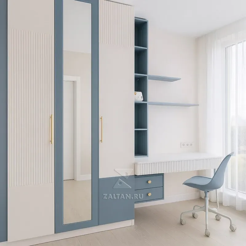 Шкаф рабочая зона голубой кремовый